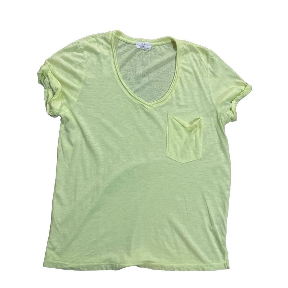 Anthropologie t.la bright neon green yellow modal cotton blend t shirt size smal